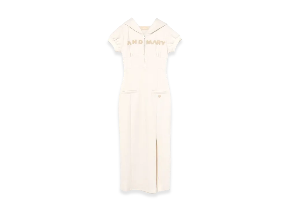 ANDMARY Mary Logo Hoodie Dress "White"