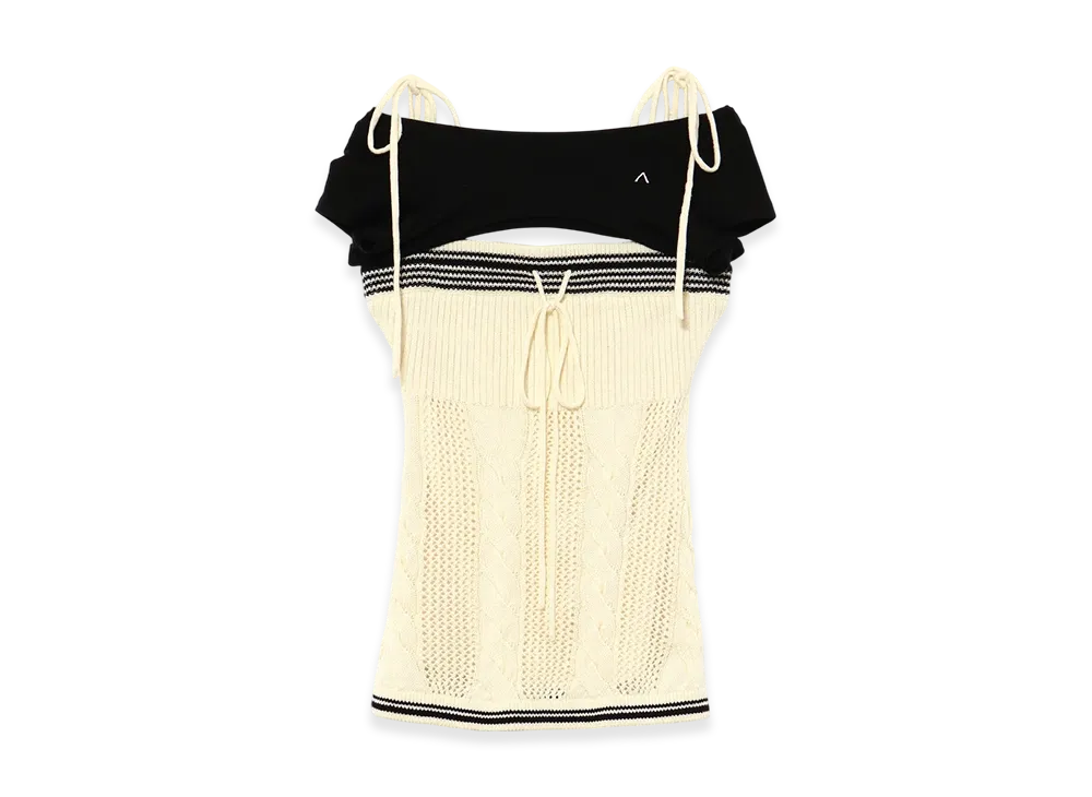 ANDMARY Kitty Cable Knit Tops "Ivory"
