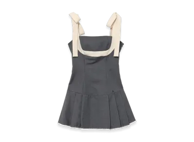 ANDMARY Chuchu Pleats Ribbon Dress "Gray"