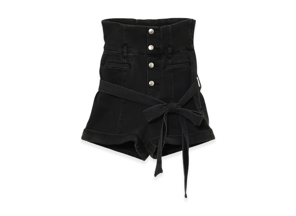 andmary Highwaist ribbon pants ブラック　M ANDMARY】Highwaist ribbon pants