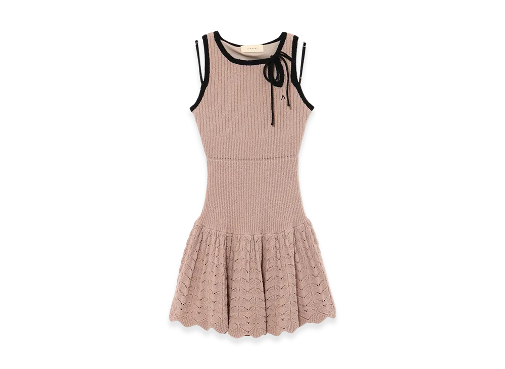 ANDMARY Heart Crochet Mini Dress "Pink Beige"