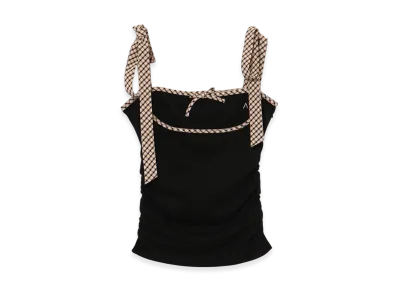 ANDMARY Alice Check Ribbon Tops "Black"