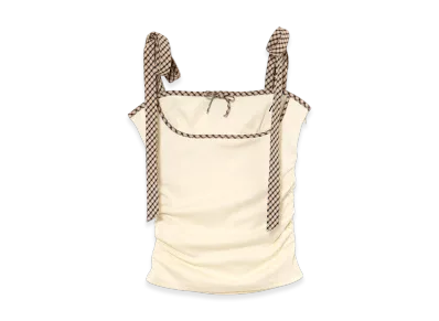 ANDMARY Alice Check Ribbon Tops "Ivory"