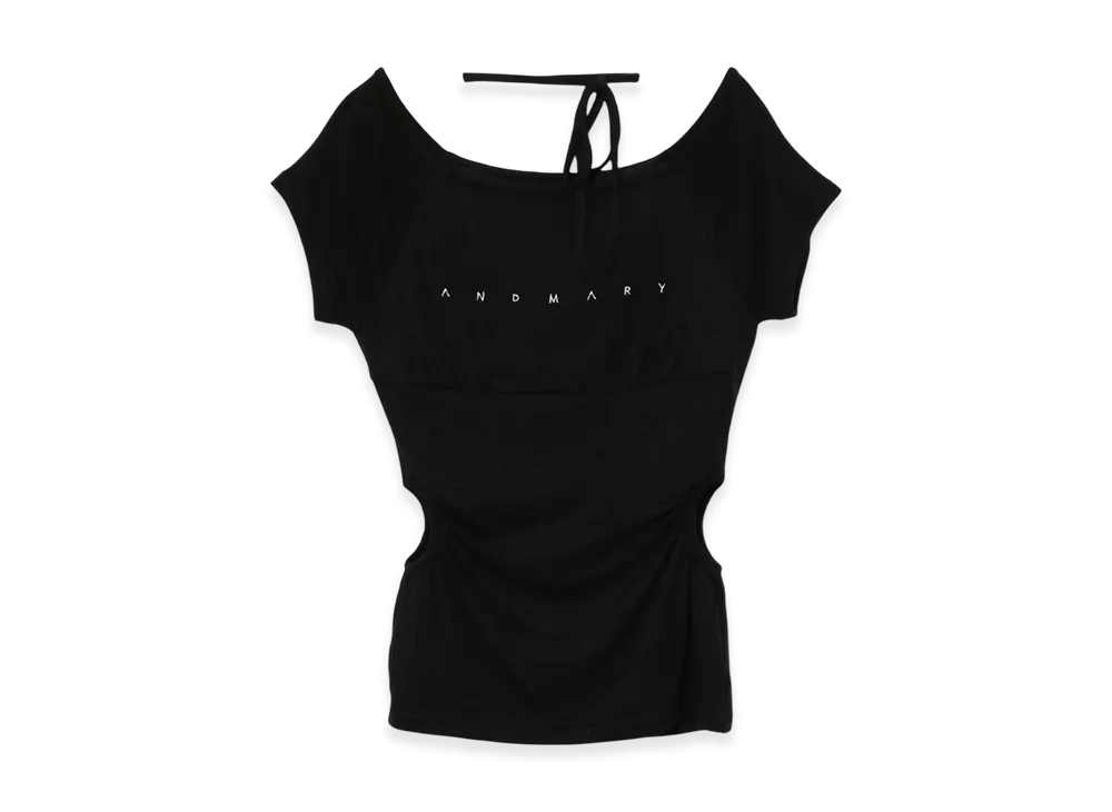 ANDMARY Mary Logo Ribbon Tops "Black"