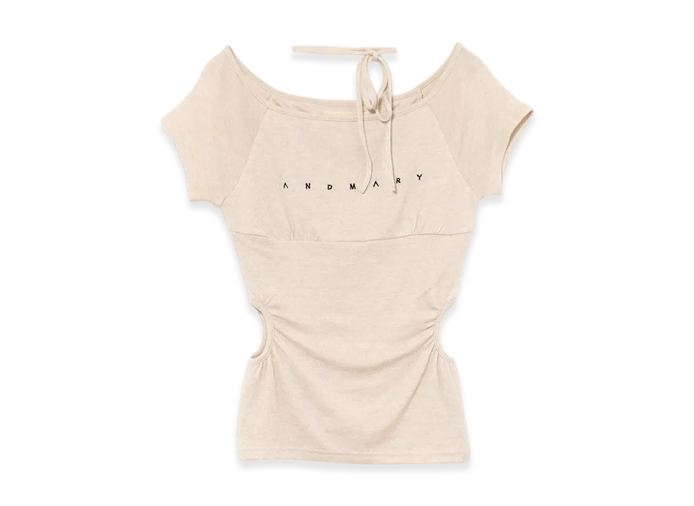 ANDMARY Mary Logo Ribbon Tops "Beige"