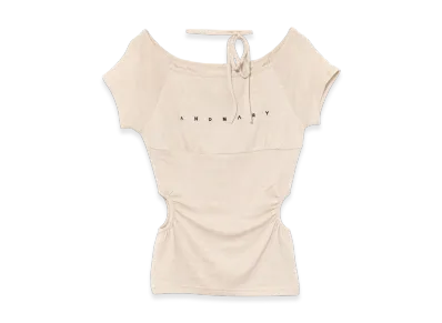 ANDMARY Mary Logo Ribbon Tops "Beige"