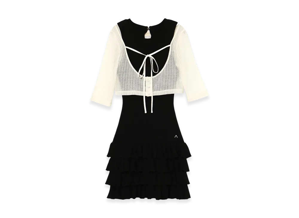 ANDMARY Sophia Frill Set Dress "Black"