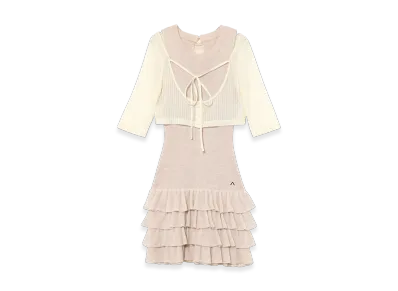 ANDMARY Sophia Frill Set Dress "Beige"