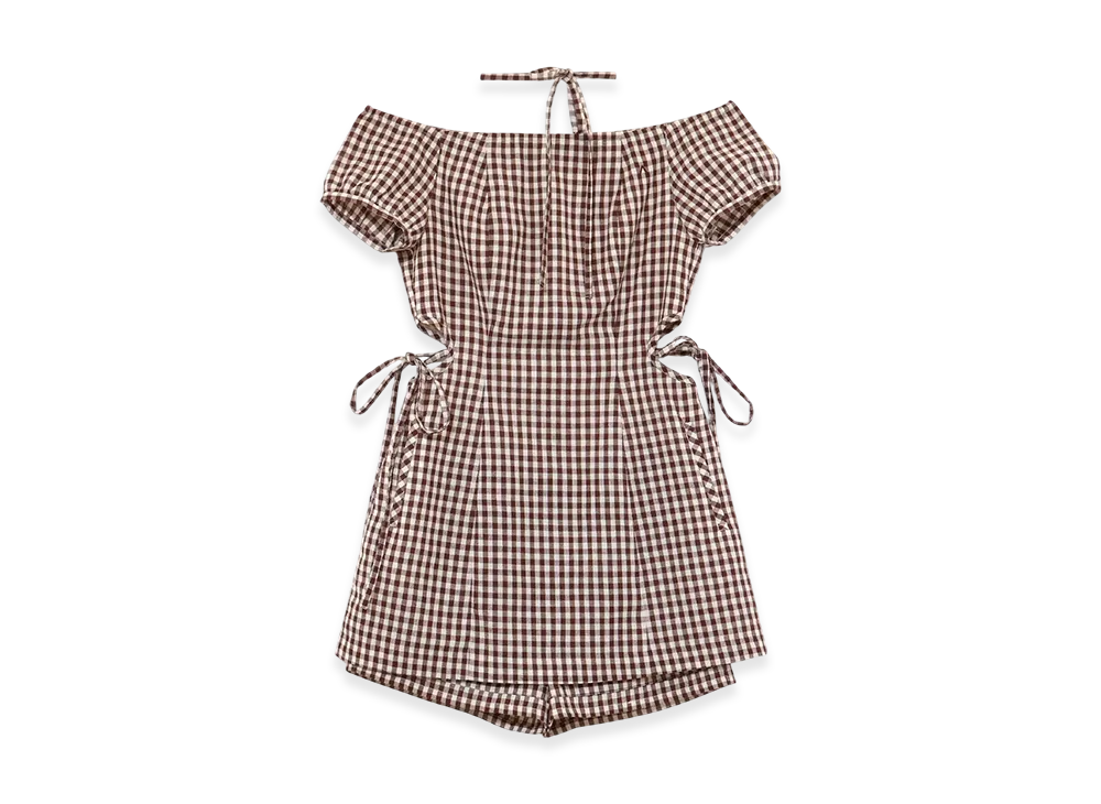 ANDMARY Becky Check Mini Dress "Brown"