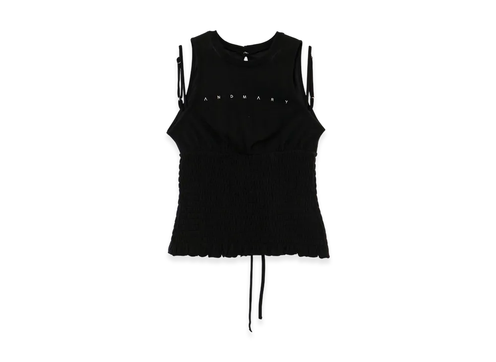 ANDMARY Ami Shirring Logo Tops "Black"