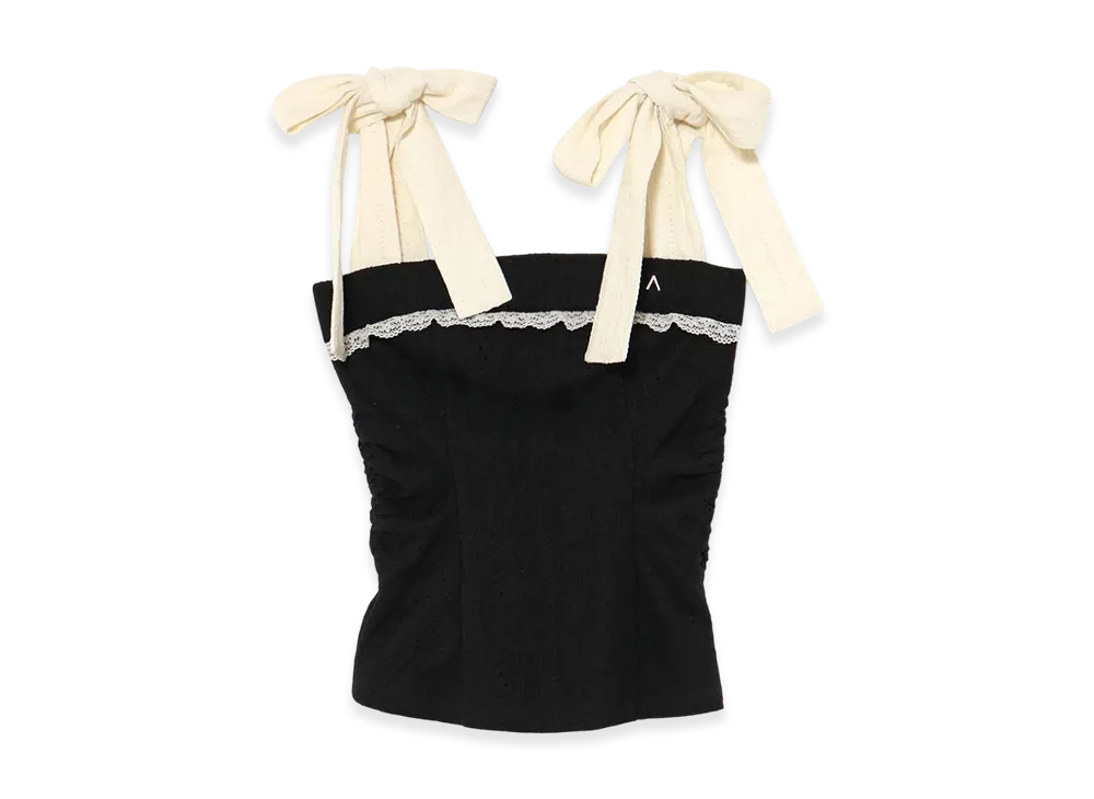 ANDMARY Samantha Ribbon Tops "Black"