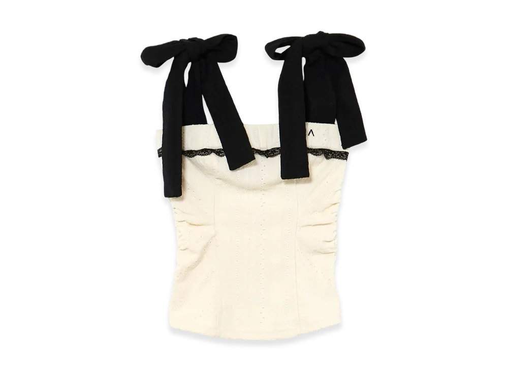 ANDMARY Samantha Ribbon Tops "Ivory"