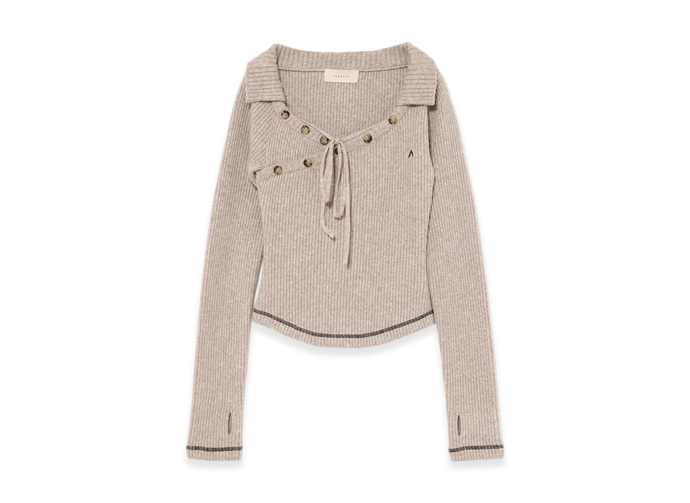 ANDMARY Anita Button Knit Tops "Beige"