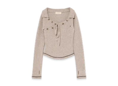 ANDMARY Anita Button Knit Tops "Beige"