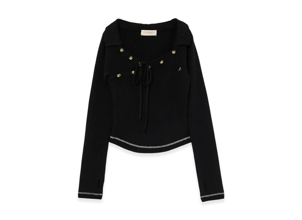 ANDMARY Anita Button Knit Tops "Black"