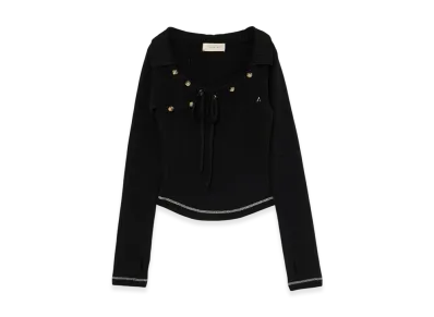 ANDMARY Anita Button Knit Tops "Black"