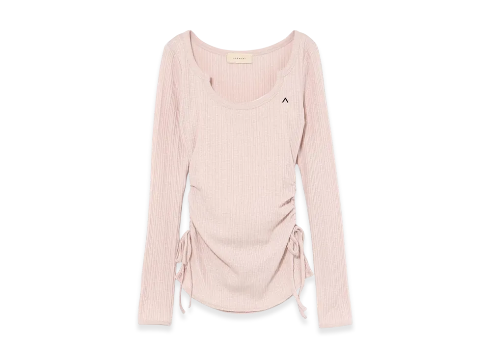 ANDMARY Lala Shirring Ribbon Tops "Pink"