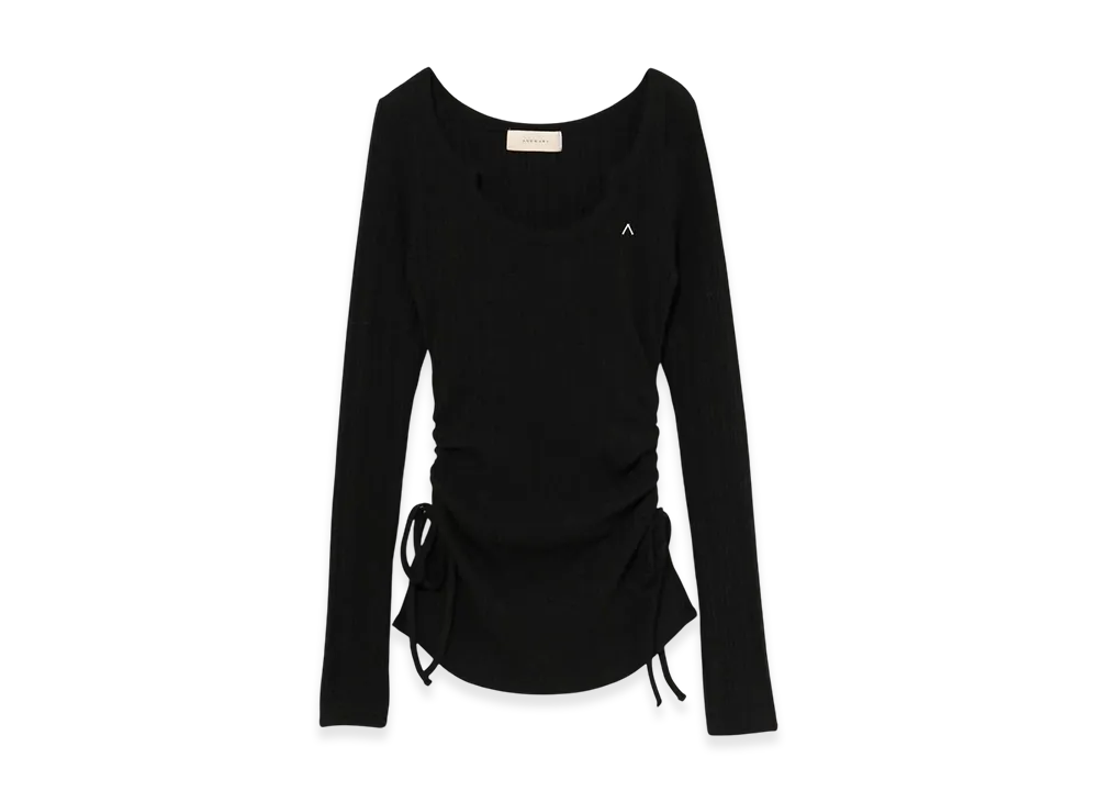 ANDMARY Lala Shirring Ribbon Tops "Black"