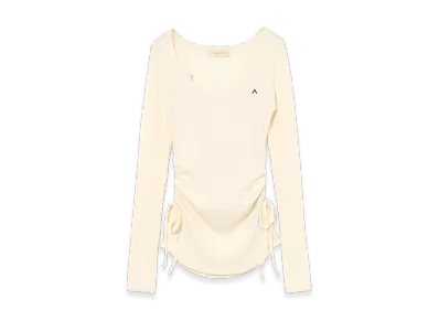 ANDMARY Lala Shirring Ribbon Tops "Ivory"
