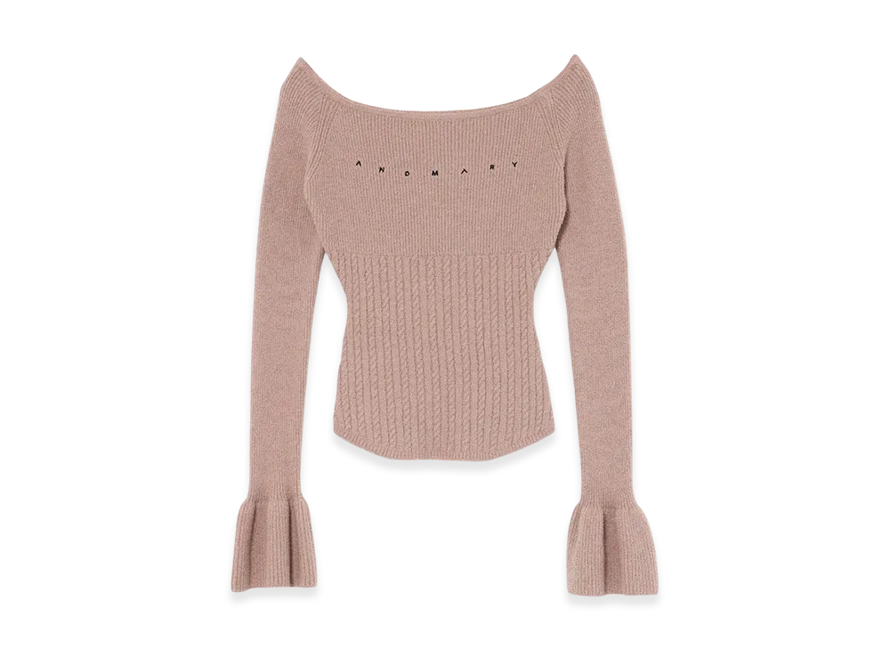 ANDMARY Flora Knit Tops "Pink Beige"