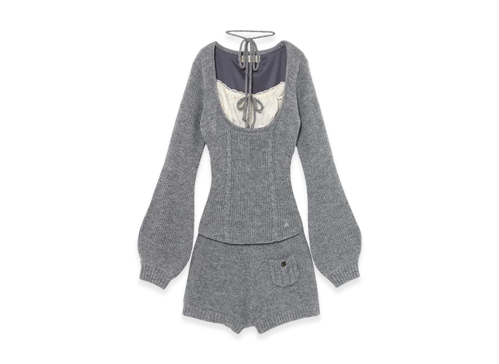 ワンピース andmary Raven gather set up gray ANDMARY】Raven gather set up