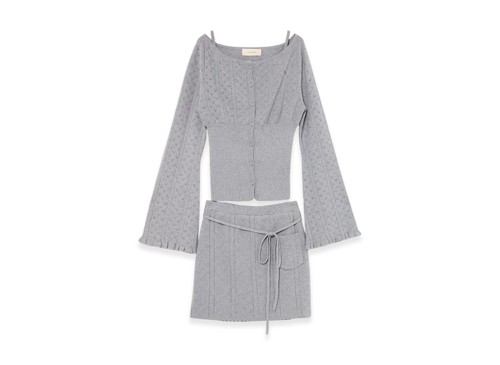ANDMARY Heart Crochet Knit Set Up "Gray"