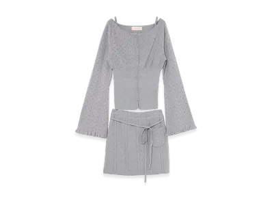 ANDMARY Heart Crochet Knit Set Up "Gray"