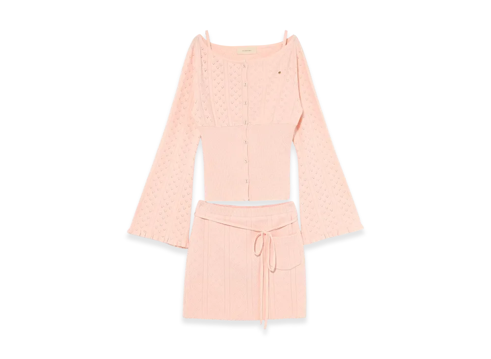 ANDMARY Heart Crochet Knit Set Up "Pink"