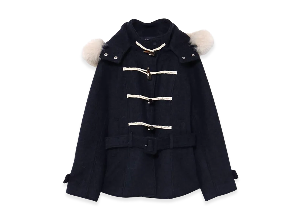ANDMARY Nicole Fur Belt Jacket "Navy"
