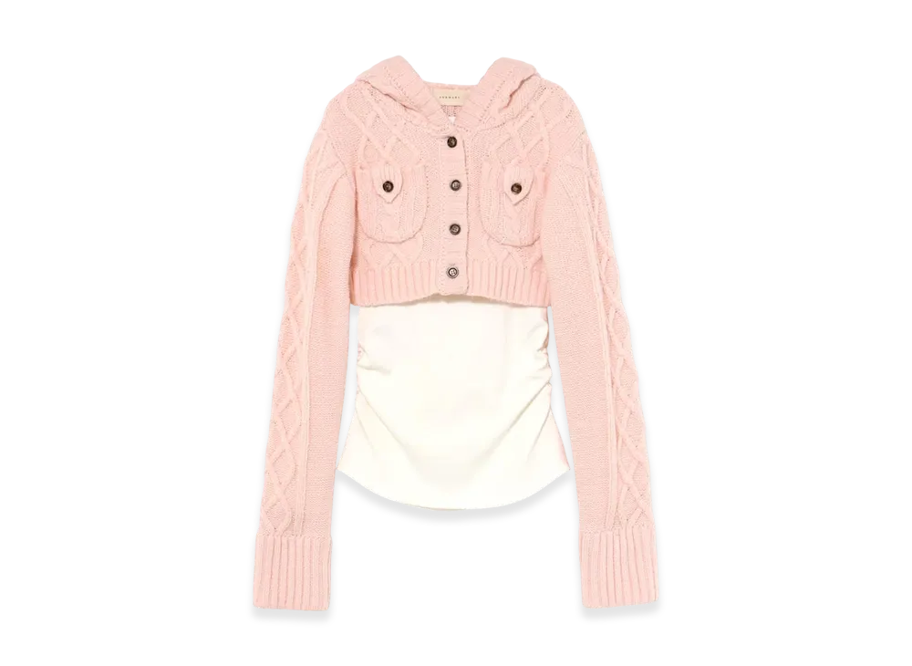 ANDMARY Mary Logo Cable Knit Set "Pink"