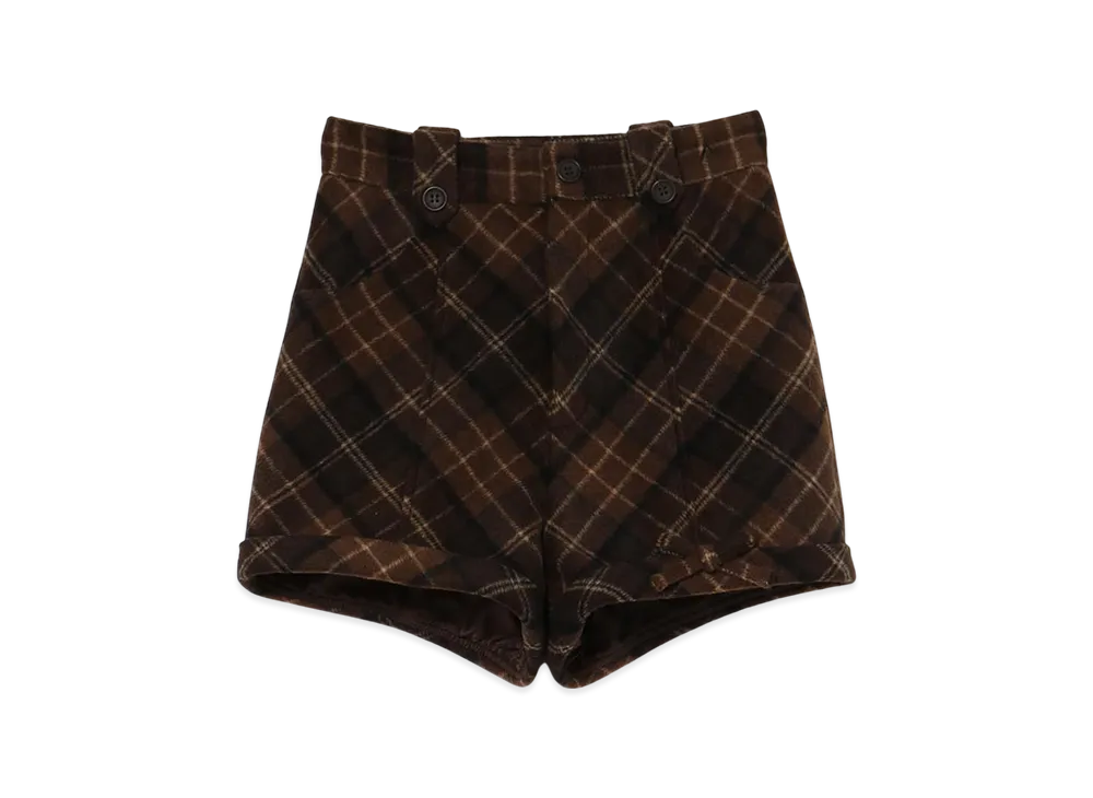 ANDMARY Ribbon check mini pants "Brown"