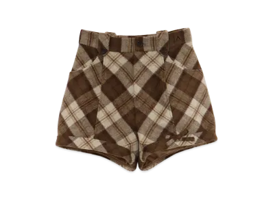 ANDMARY Ribbon check mini pants "Beige"