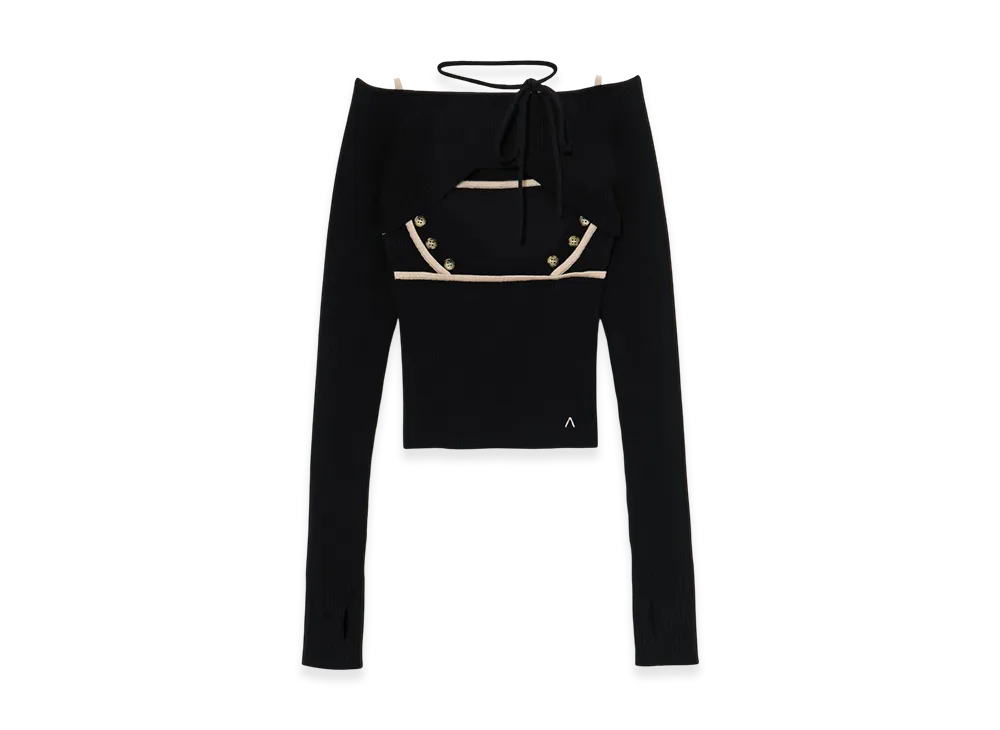 トップス andmary Elf button knit tops black ANDMARY】Elf button