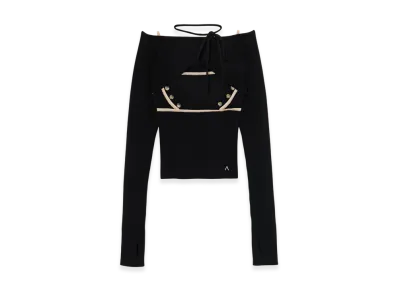 ANDMARY Elf button knit tops "Black"