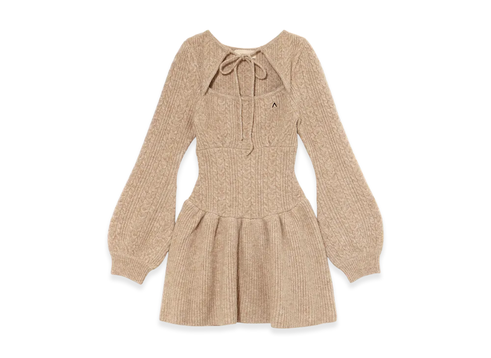 ANDMARY Amy cable flare mini dress "Beige"