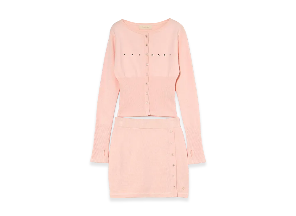ANDMARY Mary logo cardigan set up "Pink"