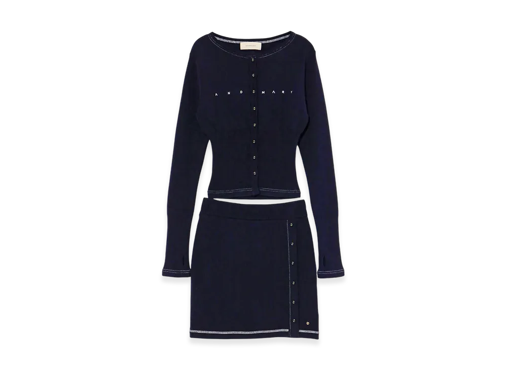 ANDMARY Mary logo cardigan set up "Navy"