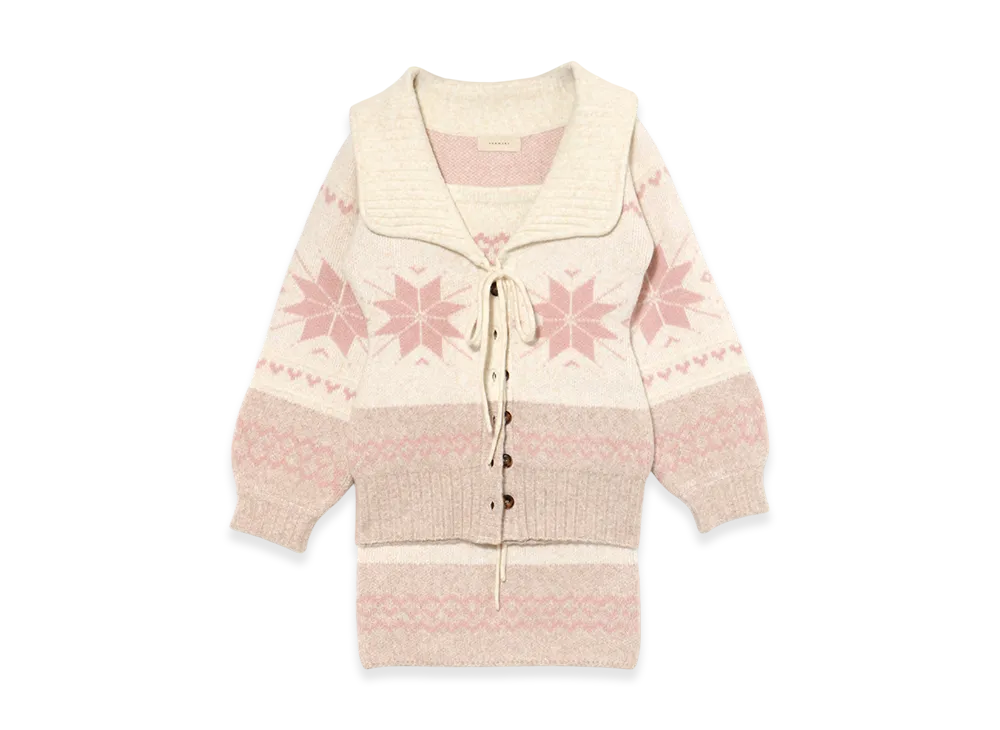 ANDMARY Heart nordic cardigan set up "Pink"