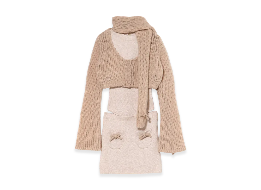 ANDMARY Zoff muffler knit set up "Beige"
