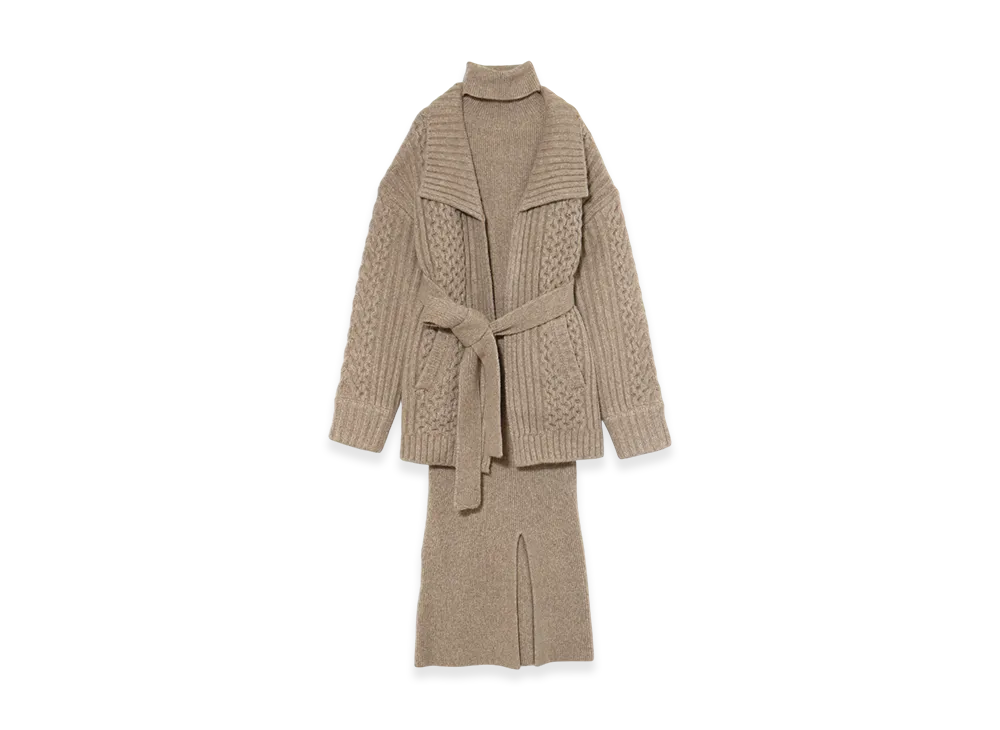 ANDMARY Nana cable knit set dress "Beige"