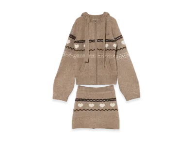 ANDMARY Heart knit set up "Beige"