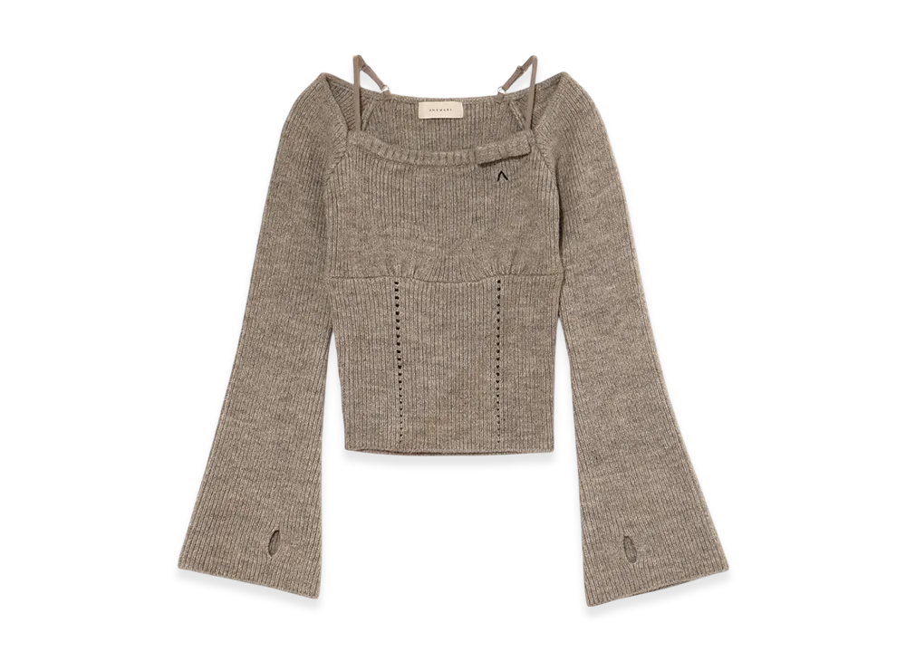 ANDMARY Baby ribbon knit tops "Gray"