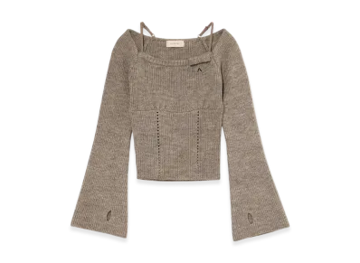 ANDMARY Baby ribbon knit tops "Gray"