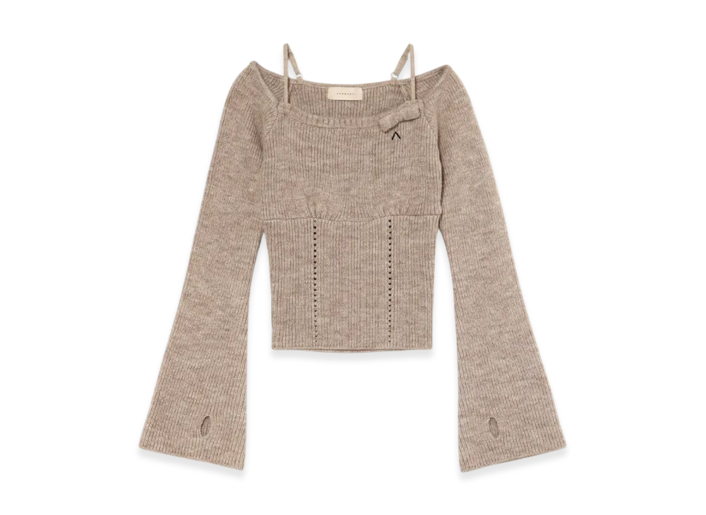 ANDMARY Baby ribbon knit tops "Brown"