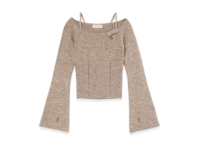 ANDMARY Baby ribbon knit tops "Brown"