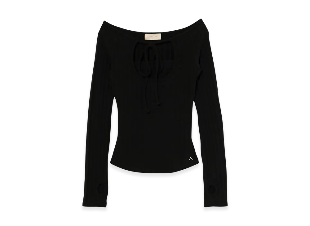 andmary Nini ribbon tops black ANDMARY】Nini ribbon tops