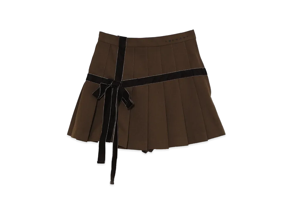 ANDMARY Valentine Ribbon Mini Skirt "Brown"
