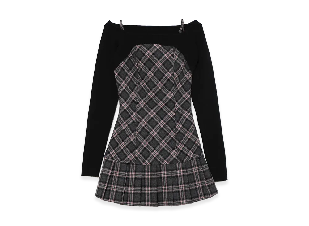 ANDMARY Selena Check Mini Dress "Gray"