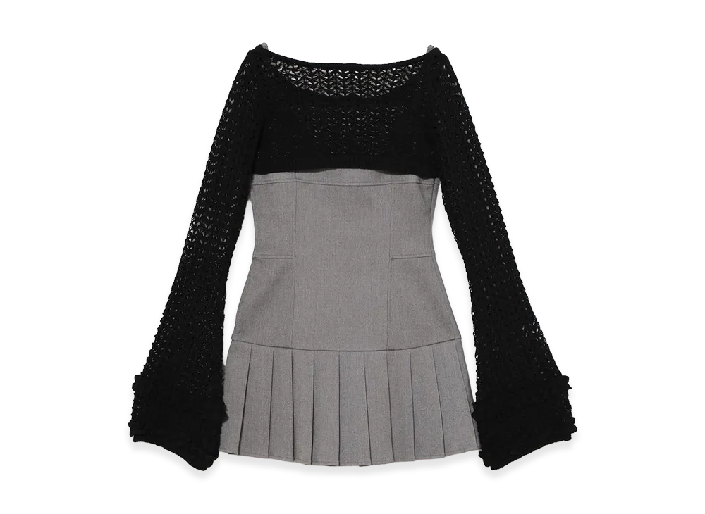 ANDMARY Grenda Pleats Set Mini Dress "Gray"