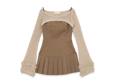 ANDMARY Grenda Pleats Set Mini Dress "Brown"